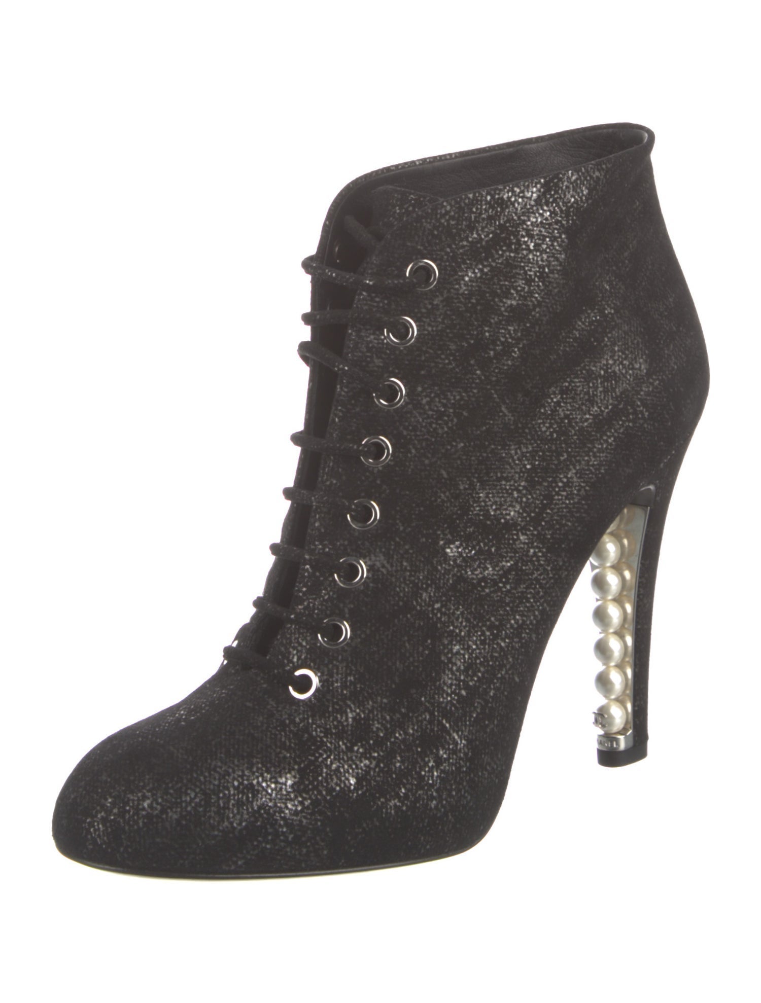 Chanel 2013 Interlocking CC Logo Lace-Up Boots